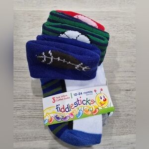 Fiddlesticks 3-Pack Infant Cuffed Sports Socks Size 12-24 months New